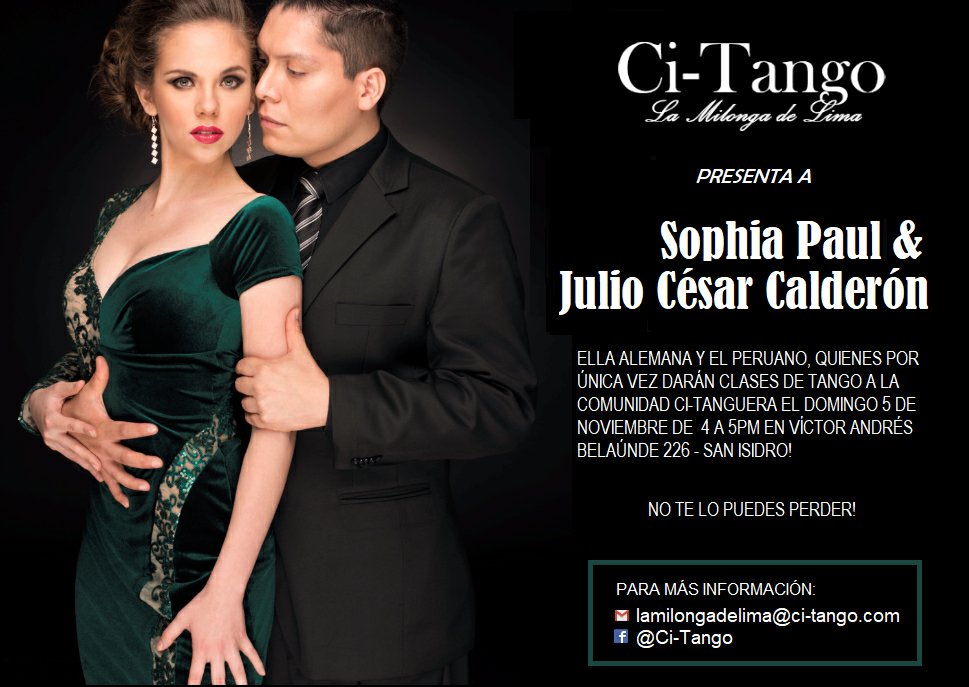 Clase de tango con Sophia Paul y Julio Calderón